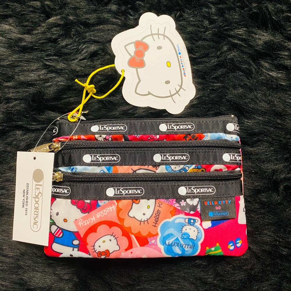 Hello Kitty x LeSportsac  3 Zip Cosmetic Tote NWT!